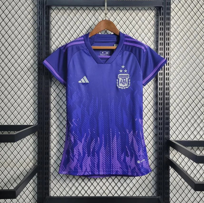 Camiseta Argentina Segunda Equipación Mundial Qatar 2022 3 estrellas Mujer Demencial chollazo, cógelo de risa