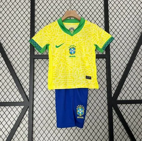 Camiseta Brasil Primera Equipación 2024 Niño Portentoso ahorro, agarra de infarto