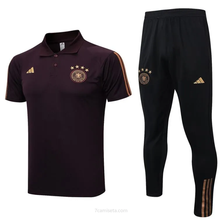 Polo Alemania Pre-Match Marrón oscuro 22/23 + Pantalones ¡¡Qué inmejorable liquidación calidad asegurada!