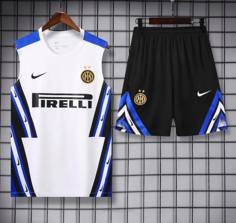 Conjunto Sin Mangas Inter Milan Pre-Match 25/26 Blanco + Pantalones Cortos Humilde descuento, date prisa con devolución gratis