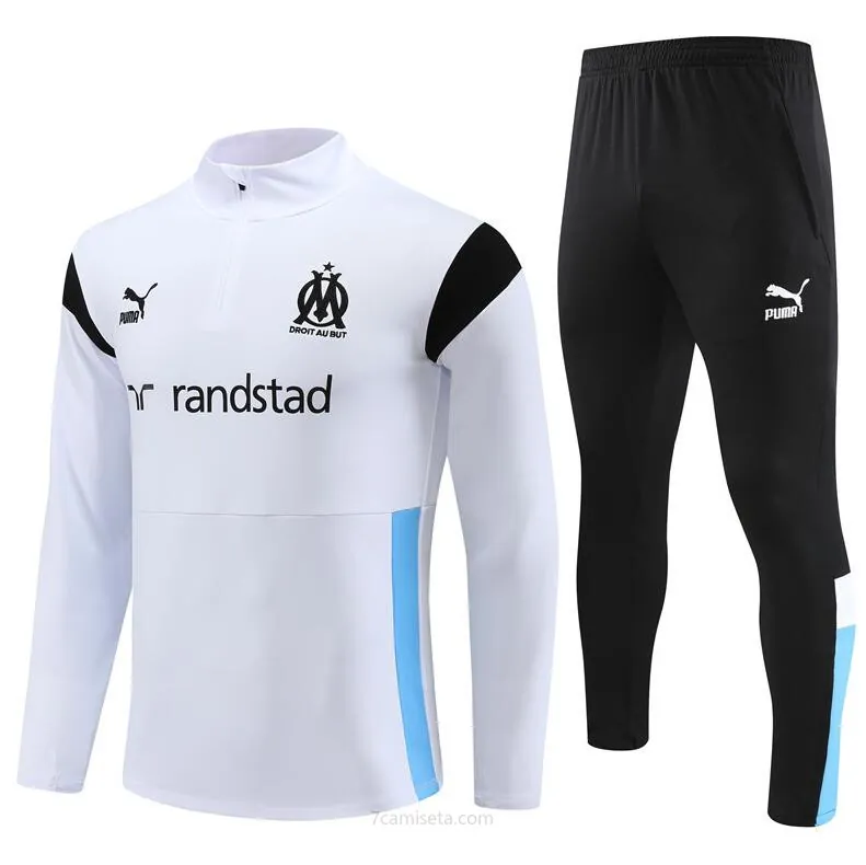 Chandal Entrenamiento Olympique De Marsella 23/24 Blanco (Hombre/Niño) + Pantalones Preciaso estupendo