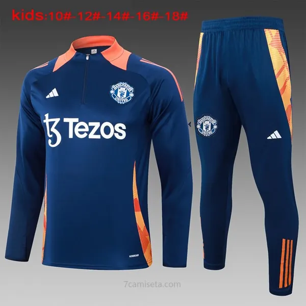 Niños Sudadera De Training Manchester United 2024/25 Azul Naranja 3 ¡¡Cómo bestia rebajón de derribo!