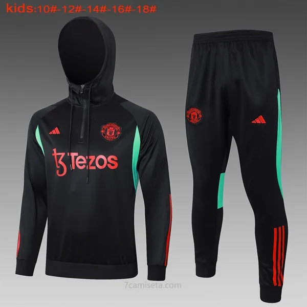 Ninos Chandal Con Capucha Manchester United 2024/25 Negro Rojo Adquiere por tiempo limitado