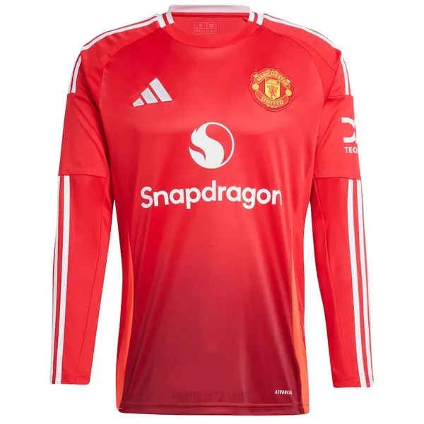 Camiseta Manchester United Replica Primera Ropa ML 2024/25 Ganga tirado de infarto