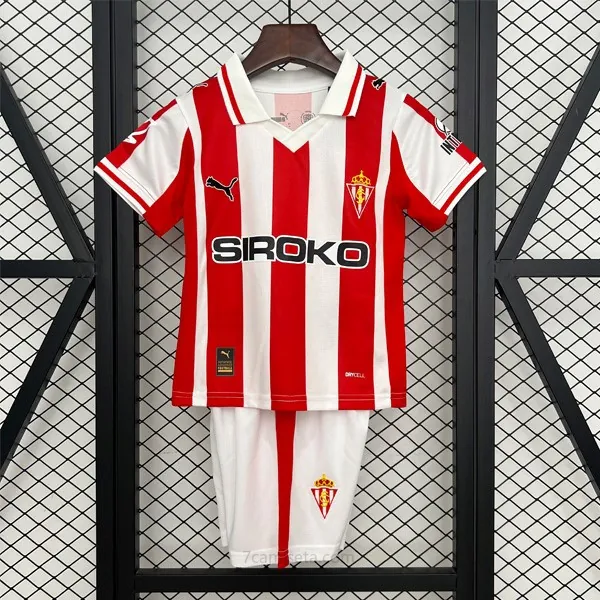Camiseta Sporting Gijon Replica Primera Ropa Niño 2025/26 Ahorro transparente de fábrica