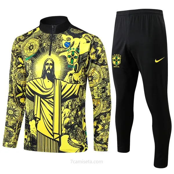 Sudadera De Training Brasil 2024/25 Amarillo Negro ¡¡Qué demencial saldazo de derribo!