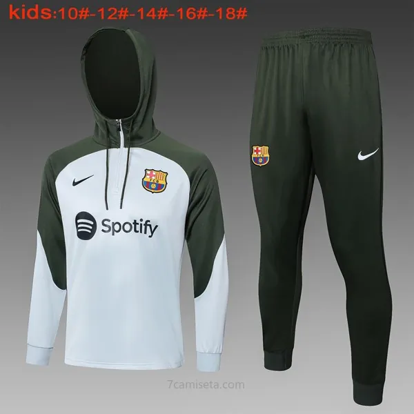 Ninos Sudadera Con Capucha Barcelona 2024 Gris Verde 2 ¡¡Vaya tirado oferta de campeonato!
