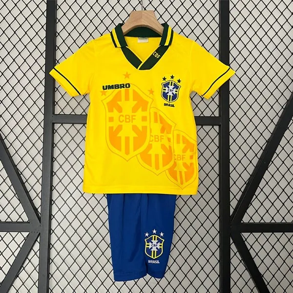 Camiseta Brasil Replica Primera Ropa Retro Niño 1993 1994 Soberbio precio, benefíciate en toda la red